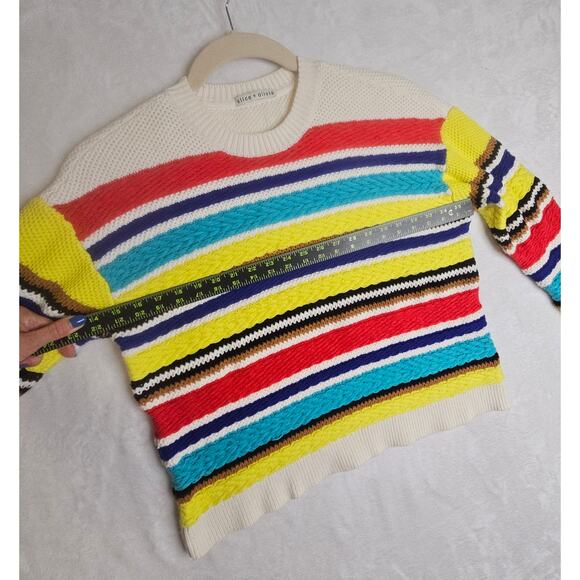 Alice+Olivia Zelda M? 3D Textured Bright Striped Pullover. Size Tag missing. - Picture 8 of 16